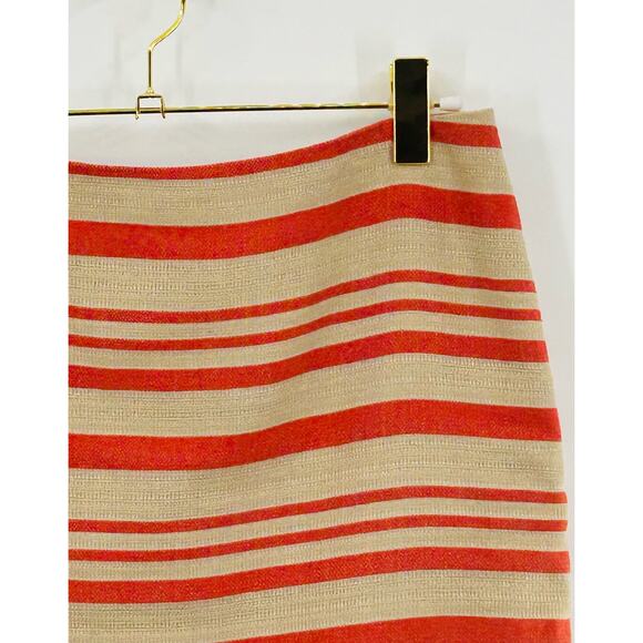 Talbots Linen Blend Pencil Skirt‎ Orange Tan Striped Size 6 - Picture 7 of 10
